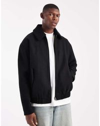 ASOS - Wool Look Bomber With Borg Collar - Lyst