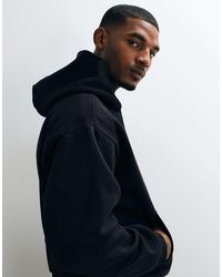 Weekday - Sudadera Negra De Corte Cuadrado Extragrande Con Capucha De Punto Grueso De - Lyst