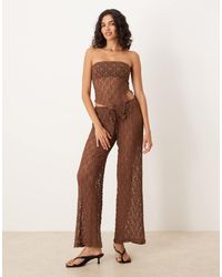 ASOS - Sheer Lace Festival Wide Leg Mid Rise Trousers Co Ord - Lyst