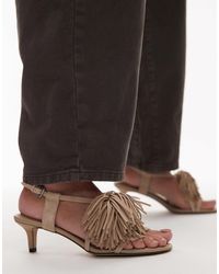 & Other Stories - Leather Slingback Open Toe Kitten Heels With Fringe Pom-pom - Lyst