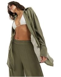 South Beach - Southbeach - camicia oversize da mare color oliva - Lyst