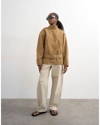 TOPSHOP - Short Cotton Belted Bomber Jacket - Lyst