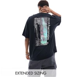 ASOS - Camiseta negra extragrande con estampado urbano en la espalda - Lyst