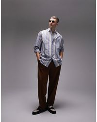 TOPMAN - Long Sleeve Super Oversized Fit Striped Shirt - Lyst