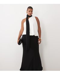 ASOS - Asos Design Curve One Shoulder With Tie Neck Maxi Dress - Lyst