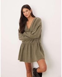 ASOS - Supersoft V Front Dropped Waist Mini Dress - Lyst