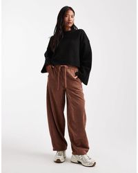 ASOS - Petite Pull On Barrel Leg Cord Trousers - Lyst