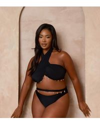 Moda Minx Curve - X Alessa Tyrrell-charles High Waisted Bikini Bottoms With Shell Trim - Lyst