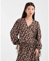 Wednesday's Girl - Wrap Ruffle Blouse - Lyst