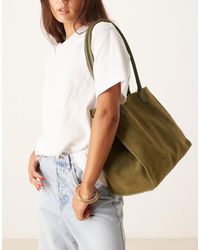 ASOS - Suede Tubular Handle Winged Tote Bag - Lyst