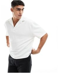 ASOS - Oversized Textured Revere Collar Polo Shirt - Lyst