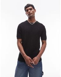 TOPMAN - Relaxed Textured Knit Short Sleeve T-shirt - Lyst