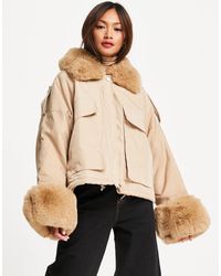 cropped coat with fur hood