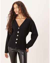 Mango - Cotton Mix Compact Knit Cardigan With Gold Buttons - Lyst
