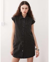 Noisy May - Sleeveless Denim Mini Dress - Lyst