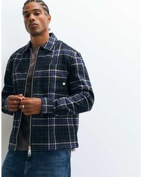 Farah - Asher Zip Through Logo Check Logo Fleece - Lyst
