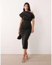 ASOS - Dramatic Neckline Midi Dress - Lyst