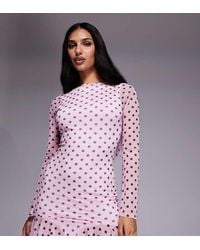 Kaiia - Exclusive Slinky Long Sleeve Ruffle Hem Open Back Mini Dress - Lyst