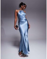 River Island - Halterneck Slip Maxi Dress - Lyst