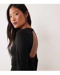 Only Petite - Long Sleeve Open Back Glitter Mini Dress - Lyst
