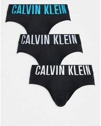 Calvin Klein - Pack De 3 Calzoncillos Negros De Talle Bajo Con Cinturillas De Color Azul Y Gris Intense Power De - Lyst