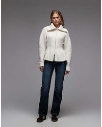 Monki - Double Zip Cinch Cardigan With Peplum Hem - Lyst