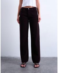 TOPSHOP - Ember - jean droit à taille basse en velours côtelé - chocolat amer - Lyst