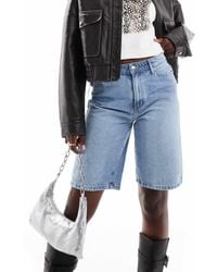 ONLY - Denim Bermuda Short Met Hoge Taille - Lyst