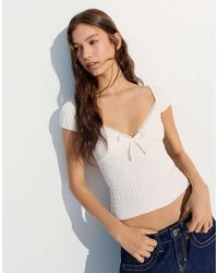 Bershka - Short Sleeve Waffle-knit T-shirt - Lyst