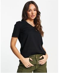 SELECTED - Femme - t-shirt col en v en coton à manches courtes - Lyst