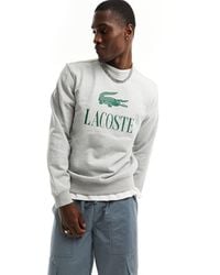 Lacoste - – grau meliertes sweatshirt mit großem krokodil-logo vorn - Lyst