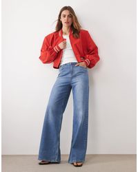 ASOS - Cropped Shoulder Pad Bomber Jacket - Lyst
