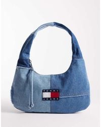 Tommy Hilfiger - Patchwork Denim Shoulder Bag With Logo - Lyst