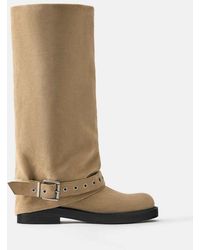 Pull&Bear - Platte Laarzen Met Gesp - Lyst