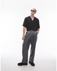 TOPMAN - Wide Leg Cross Hatch Suit Pants - Lyst