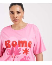 ONLY - T-Shirt Met Oversized Pasvorm En Grafische Rome-Print - Lyst