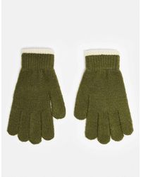 ASOS - Gants en maille à liseré - kaki - Lyst