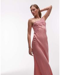 TOPSHOP - One Shoulder Cutwork Lace Detail Maxi Dress - Lyst