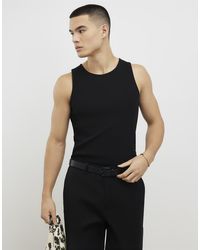 River Island - Muscle Fit Cotton Blend Stretch Vest - Lyst