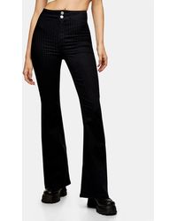 TOPSHOP Pinstripe Joni Skinny Flared Jeans - Black