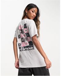 Ellesse - Petalian - t-shirt chiaro con stampa di margherite sul retro - Lyst