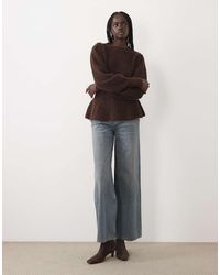 Vila - Peplum Hem Rib Knitted Jumper - Lyst