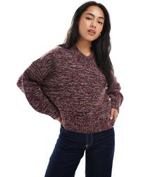 ASOS - Pull coupe carrée en maille avec col en v montant - multicolore - Lyst