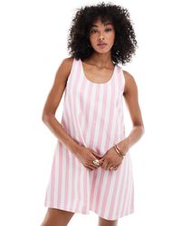 ASOS - – minikleid aus denim mit u-ausschnitt und breiten streifen - Lyst