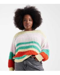 Pieces Plus - Pieces Curve Retro Stripe Knit Sweater - Lyst