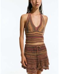 Pull&Bear - Gehaakte Mini Rok Met Ruches - Lyst