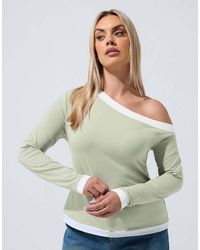 Yours Clothing - Contrast Off Shoulder Top - Lyst