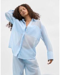 4th & Reckless - Semi Sheer Longline Beach Shirt Co-ord - Lyst