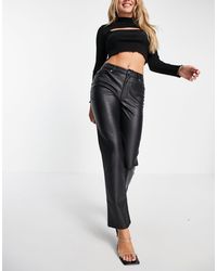 ASOS - 90's Straight Leg Leather Look Pant - Lyst