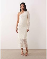 Y.A.S - One Shoulder Maxi Dress With Satin Embroidery - Lyst